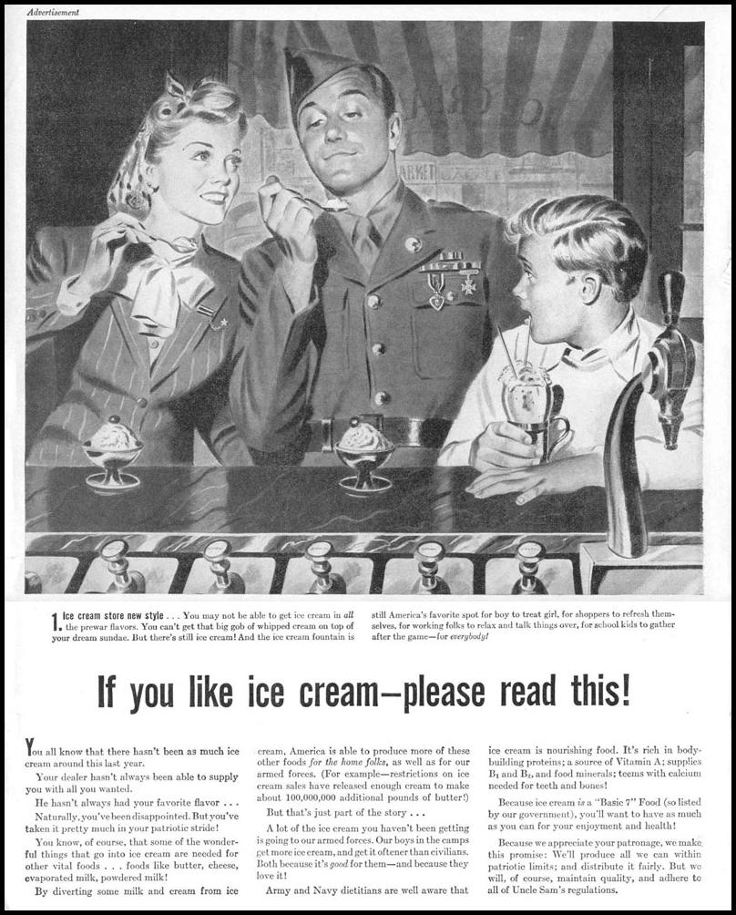BORDEN'S ICE CREAM, MILK SHERBERTS AND FRUIT ICES
LIFE
12/20/1943
p. 70