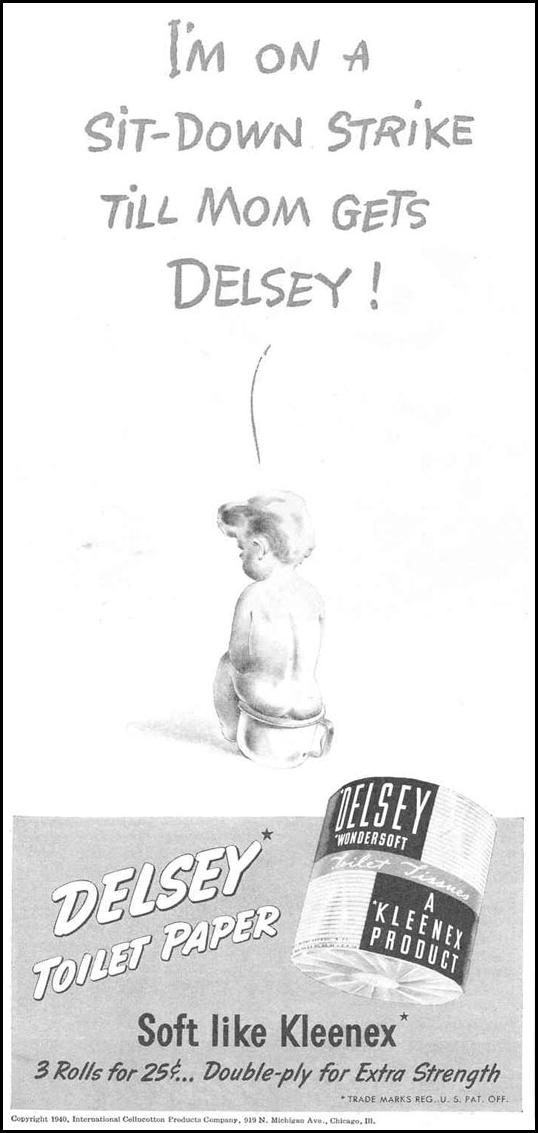 DELSEY TOILET PAPER
GOOD HOUSEKEEPING
03/01/1940
p. 164