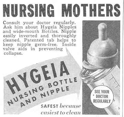 HYGEIA NURSING BOTTLES AND NIPPLES
GOOD HOUSEKEEPING
03/01/1940
p. 195