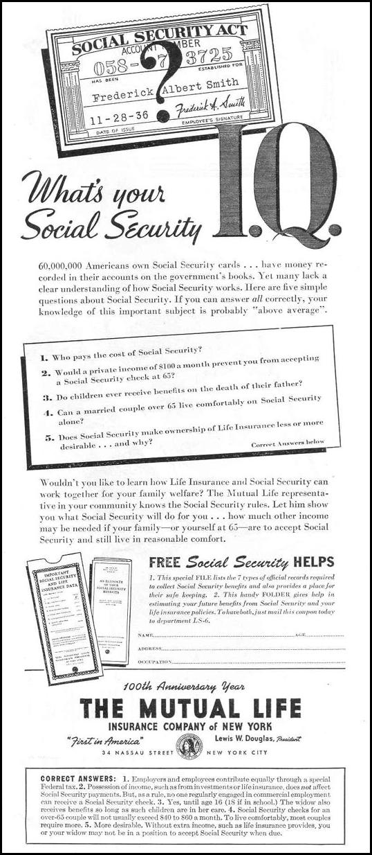 SOCIAL SECURITY BENEFITS
LIFE
12/20/1943
p. 17