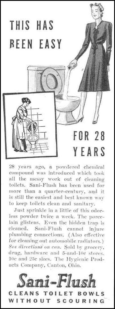 SANI-FLUSH TOILET BOWL CLEANER
GOOD HOUSEKEEPING
03/01/1940
p. 188