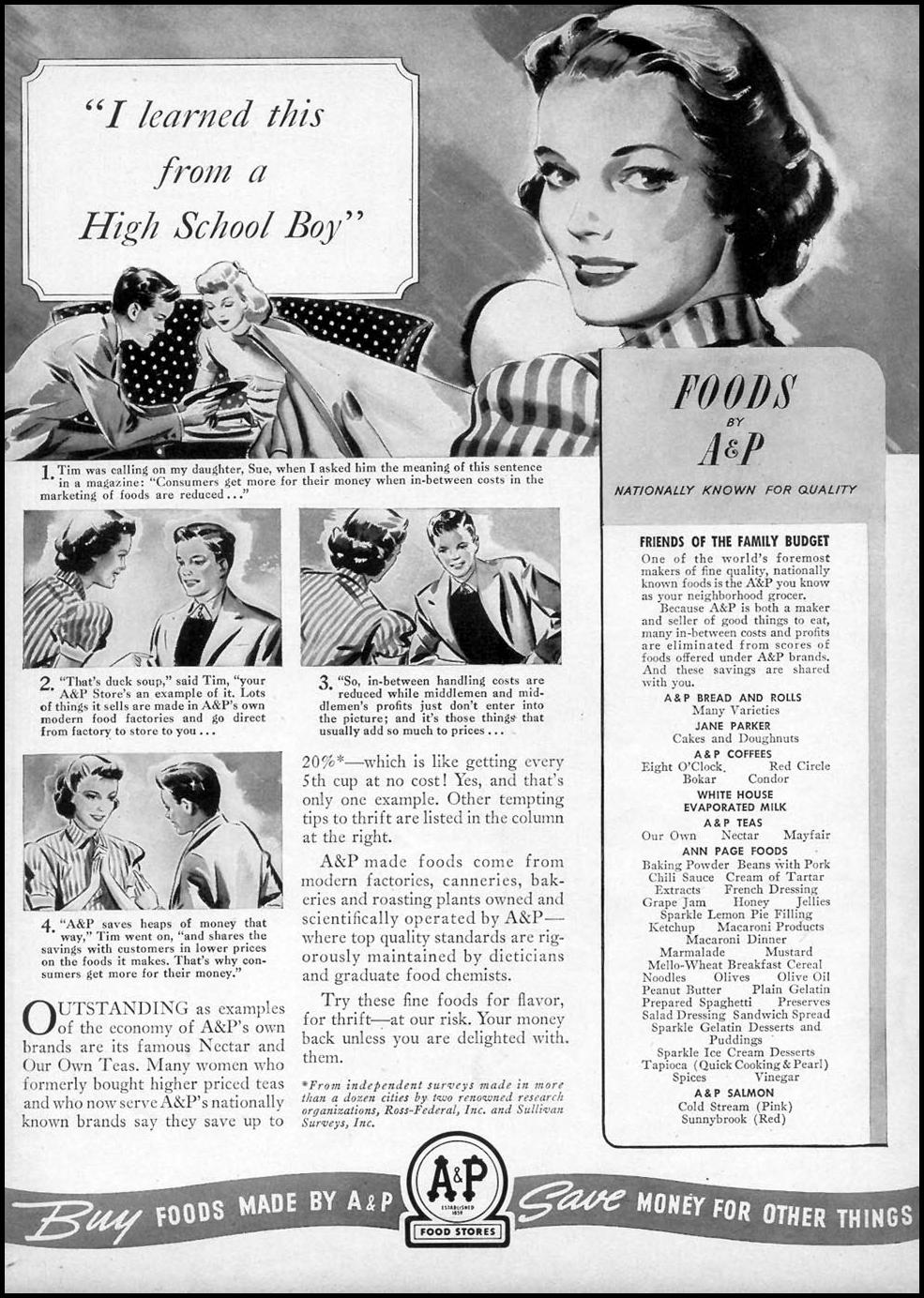 A & P FOODS
WOMAN'S DAY
10/01/1940
p. 52