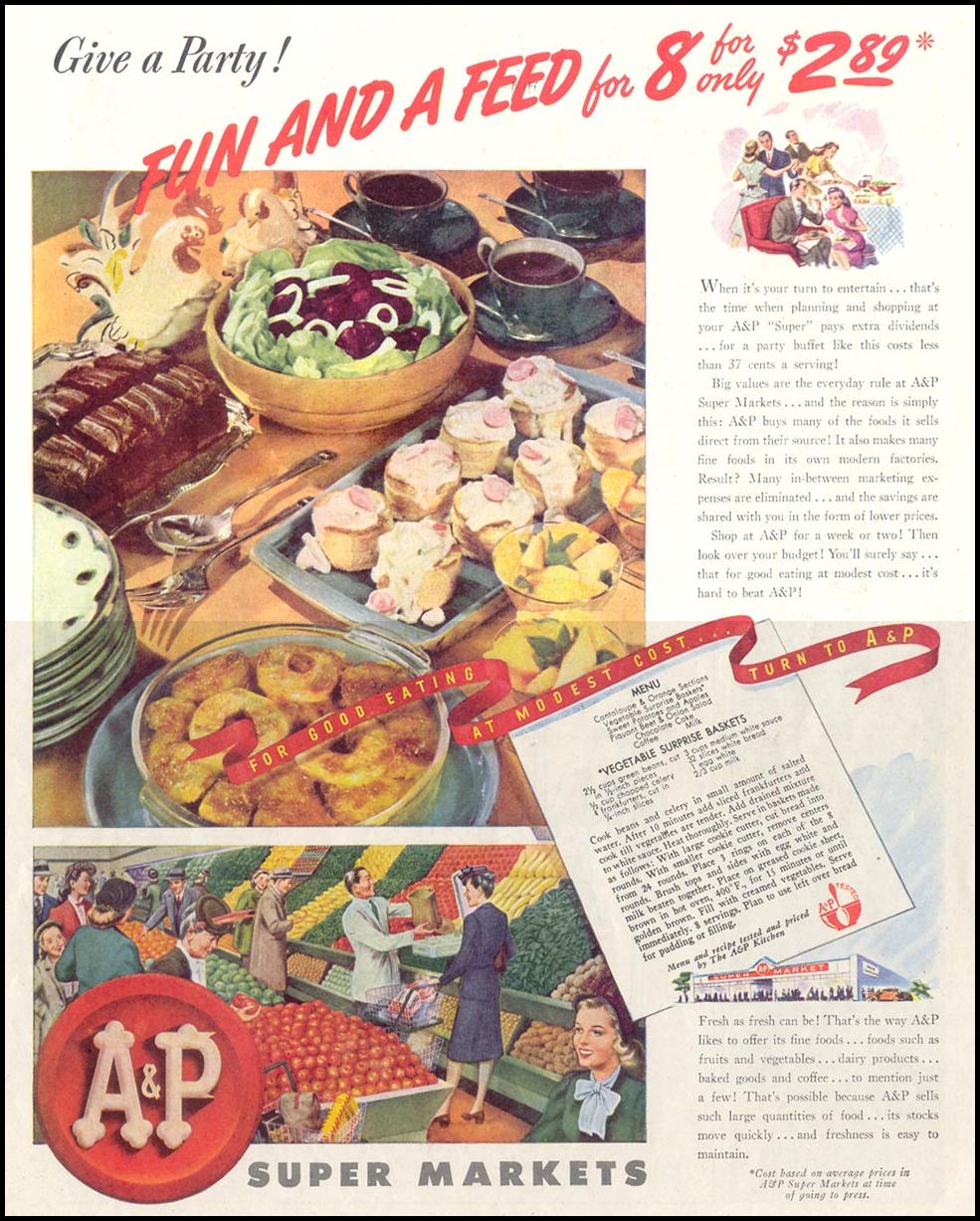 A & P SUPERMARKETS
SATURDAY EVENING POST
10/06/1945
p. 101