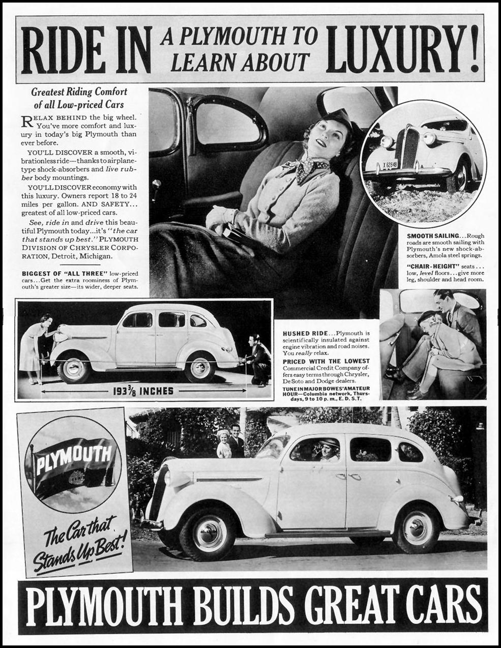 PLYMOUTH AUTOMOBILES
LIFE
08/30/1937
p. 1