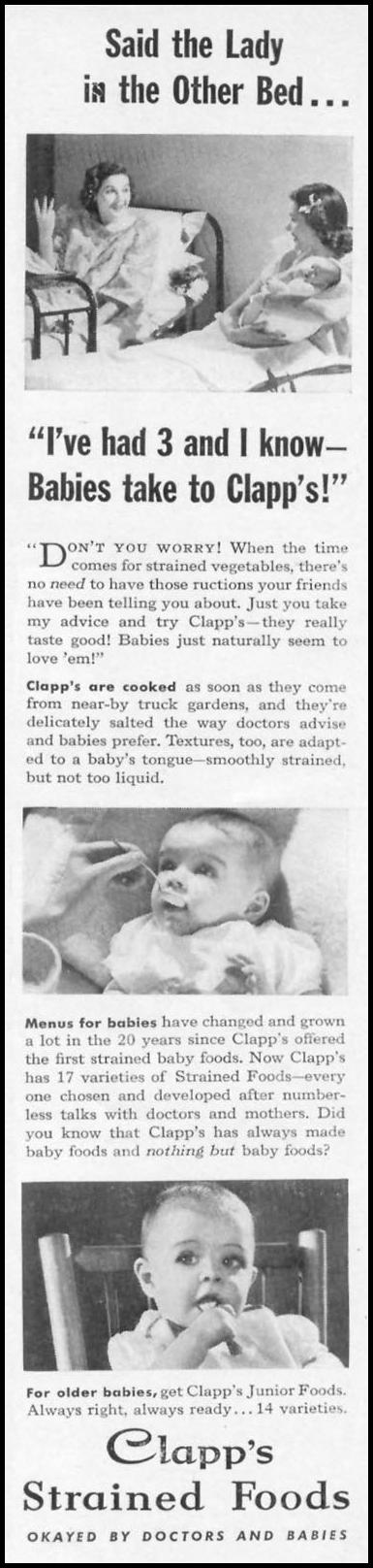 CLAPP'S BABY FOODS
WOMAN'S DAY
04/01/1941
p. 7