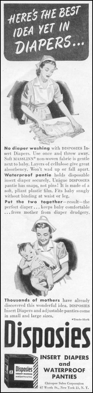 DISPOSIES INSERT DIAPERS
WOMAN'S DAY
05/01/1947
p. 12
