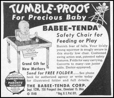 BABEE-TENDA SAFETY CHAIR
WOMAN'S DAY
12/01/1948
p. 106