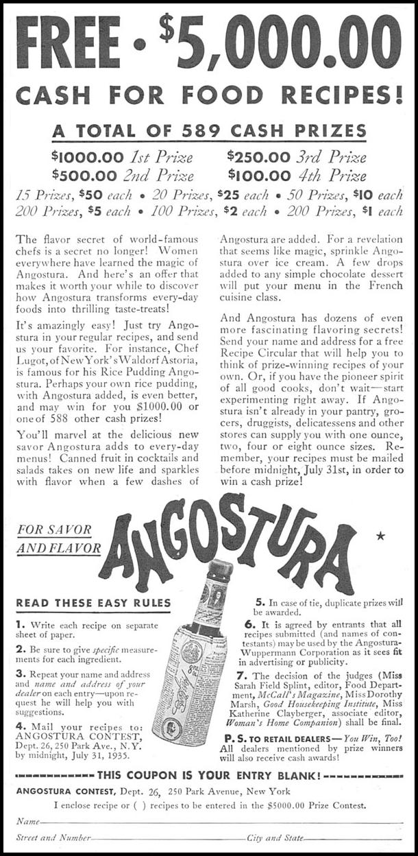 ANGOSTURA AROMATIC BITTERS
GOOD HOUSEKEEPING
06/01/1935
p. 221