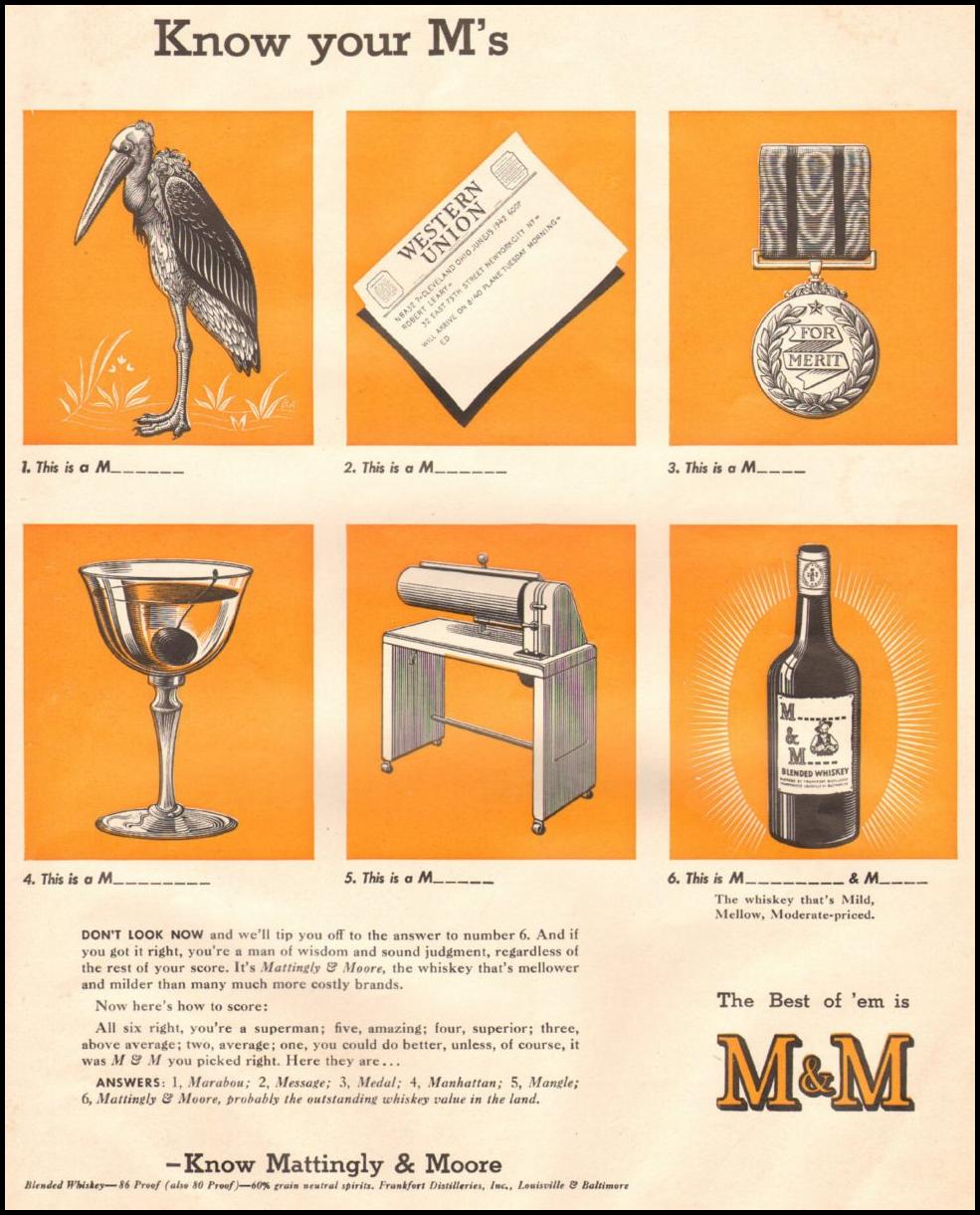 MATTINGLY & MOORE WHISKEY
LIFE
06/22/1942
p. 55