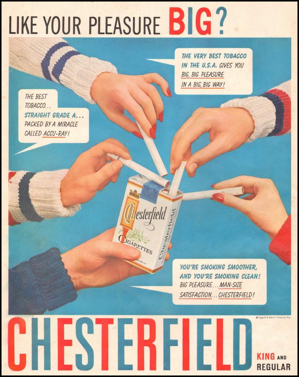 CHESTERFIELD CIGARETTES
LOOK
10/29/1957
BACK COVER