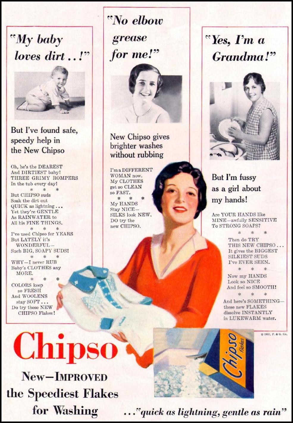 CHIPSO SOAP FLAKES
BETTER HOMES AND GARDENS
03/01/1932
p. 12