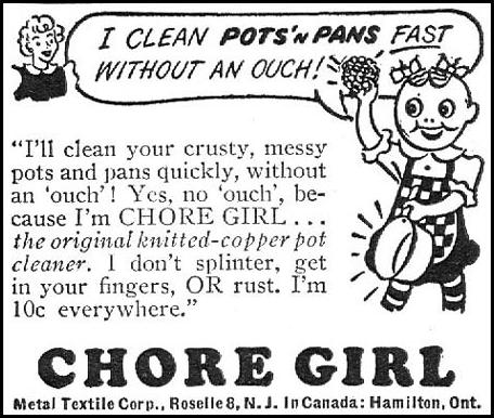 CHORE GIRL KNITTED COPPER POT CLEANER
WOMAN'S DAY
09/01/1949
p. 110