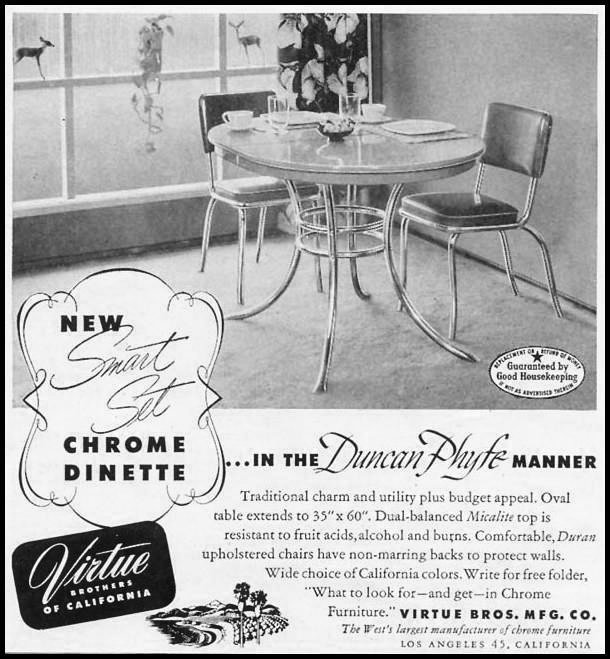 SMART SET CHROME DINETTE
GOOD HOUSEKEEPING
07/01/1949
p. 181