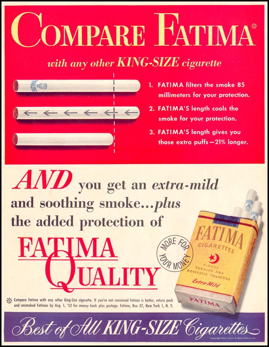 FATIMA CIGARETTES
LIFE
06/16/1952
p. 12