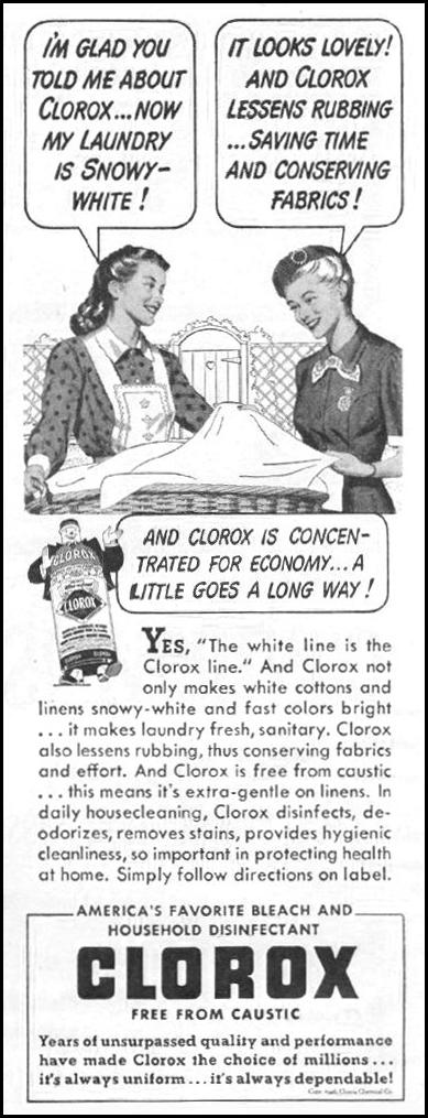 CLOROX BLEACH
LIFE
11/25/1946
p. 102