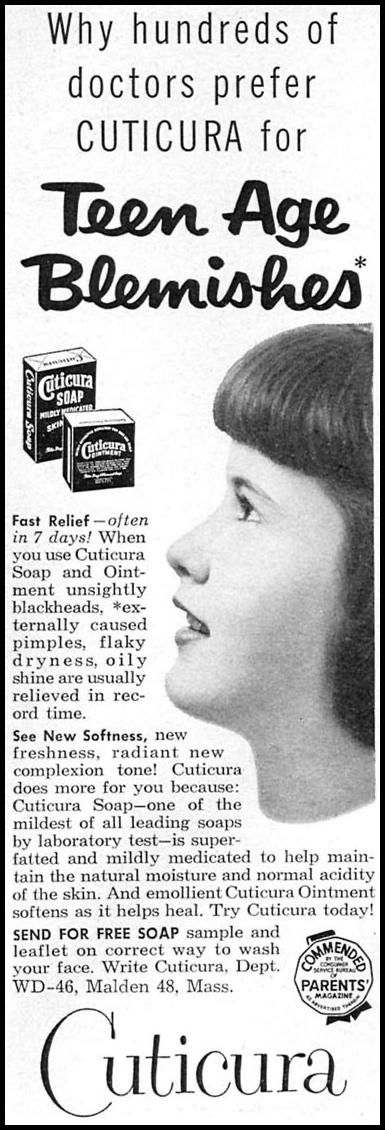 CUTICURA SOAP AND OINTMENT
WOMAN'S DAY
04/01/1956
p. 120