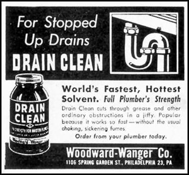 DRAIN CLEAN PLUMBER'S STRENGTH SOLVENT
SATURDAY EVENING POST
05/19/1945
p. 84