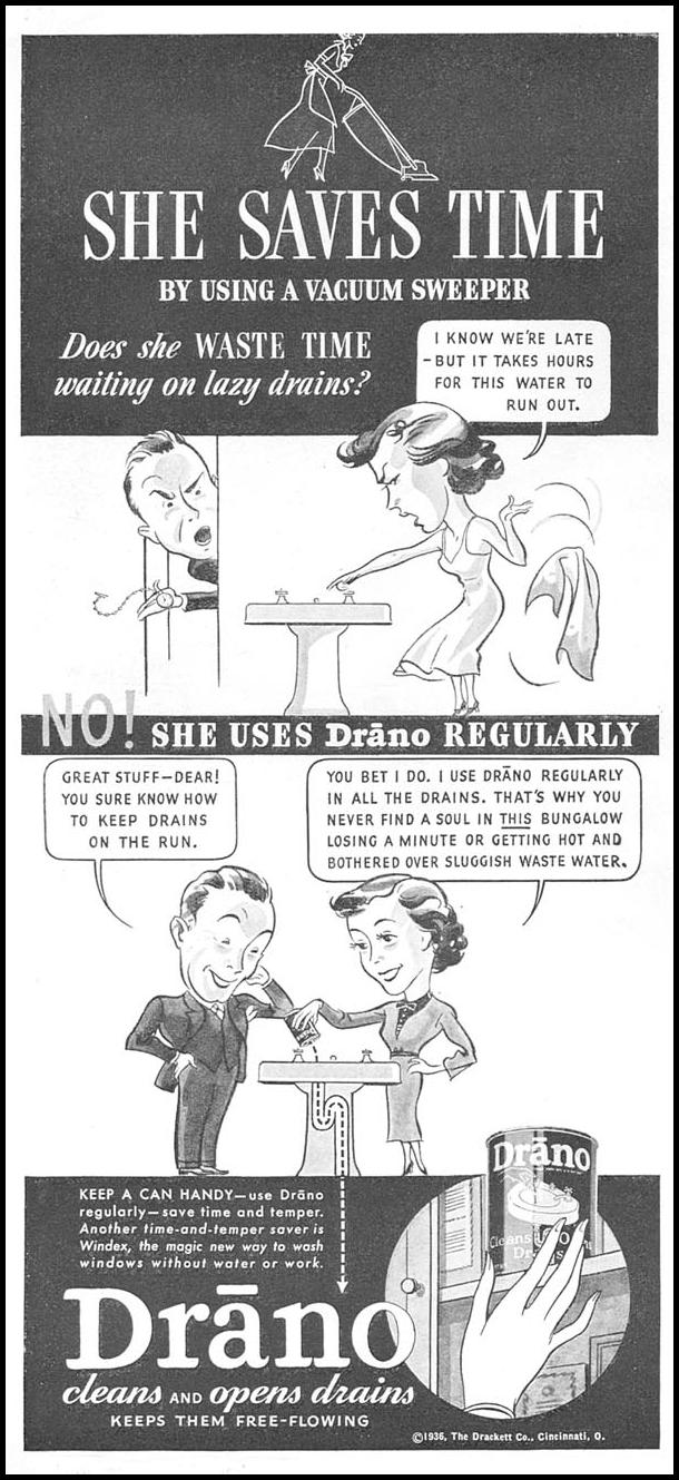 DRANO DRAIN CLEANER
GOOD HOUSEKEEPING
04/01/1936
p. 134
