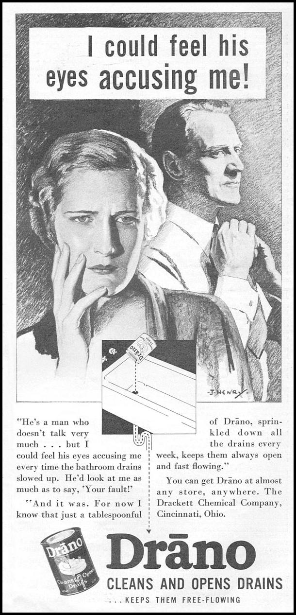 DRANO DRAIN CLEANER
GOOD HOUSEKEEPING
01/01/1932
p. 135
