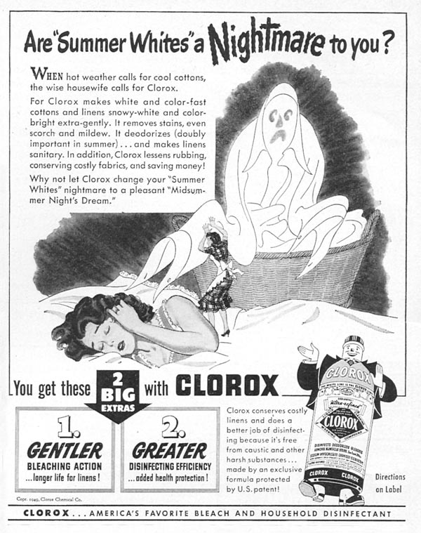CLOROX BLEACH
WOMAN'S DAY
08/01/1949
p. 87