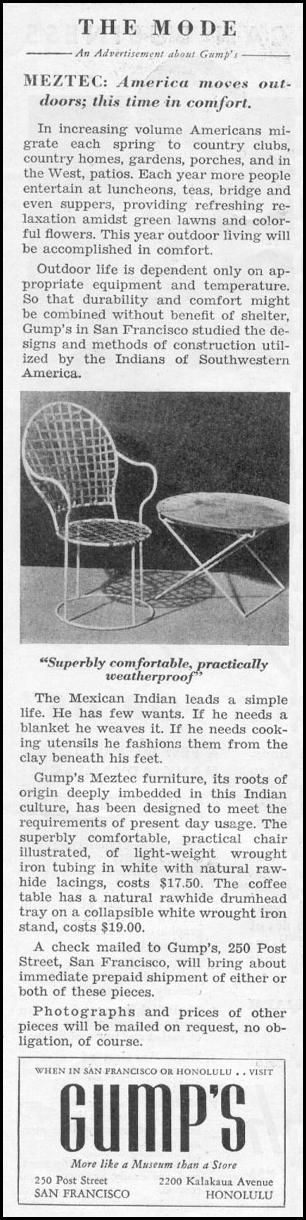 OUTDOOR FURNITURE
NEWSWEEK
05/04/1935
p. 28