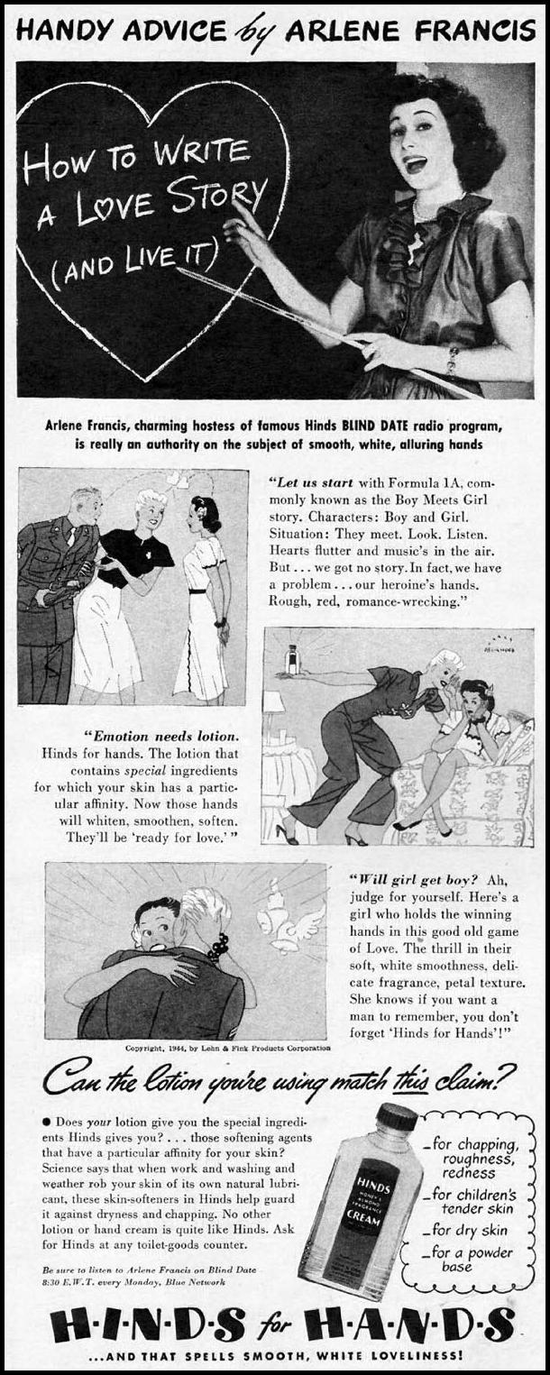 HINDS HAND LOTION
LIFE
11/13/1944
p. 70