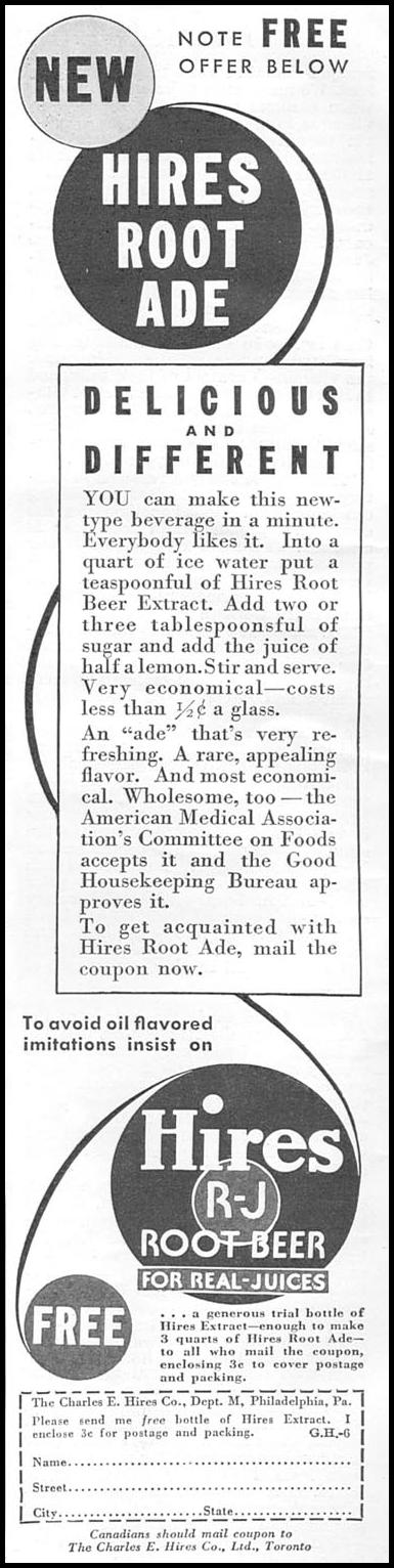 HIRES ROOT BEER
GOOD HOUSEKEEPING
06/01/1935
p. 196
