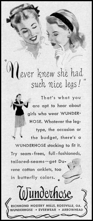 WUNDERHOSE WOMEN'S HOSIERY
LIFE
11/15/1948
p. 118