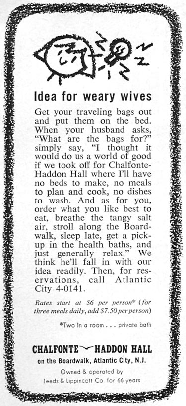 CHALFONTE-HADDON HALL
WOMAN'S DAY
10/01/1956
p. 146