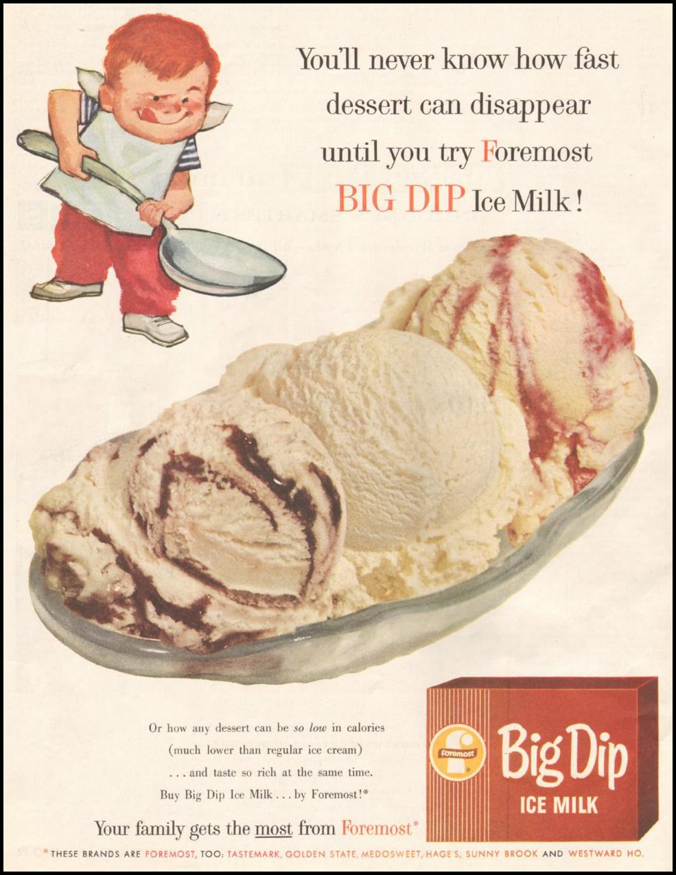 FOREMOST BIG DIP ICE MILK
SATURDAY EVENING POST
06/11/1960
p. 106