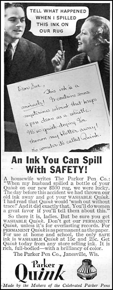 PARKER QUINK INK
GOOD HOUSEKEEPING
04/01/1936
p. 249