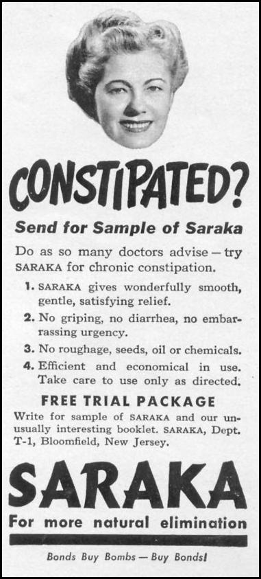 SARAKA LAXATIVE
WOMAN'S DAY
05/01/1943
p. 75