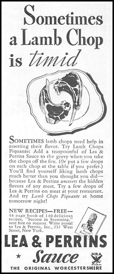 LEA & PERRINS SAUCE
GOOD HOUSEKEEPING
12/01/1933
p. 181