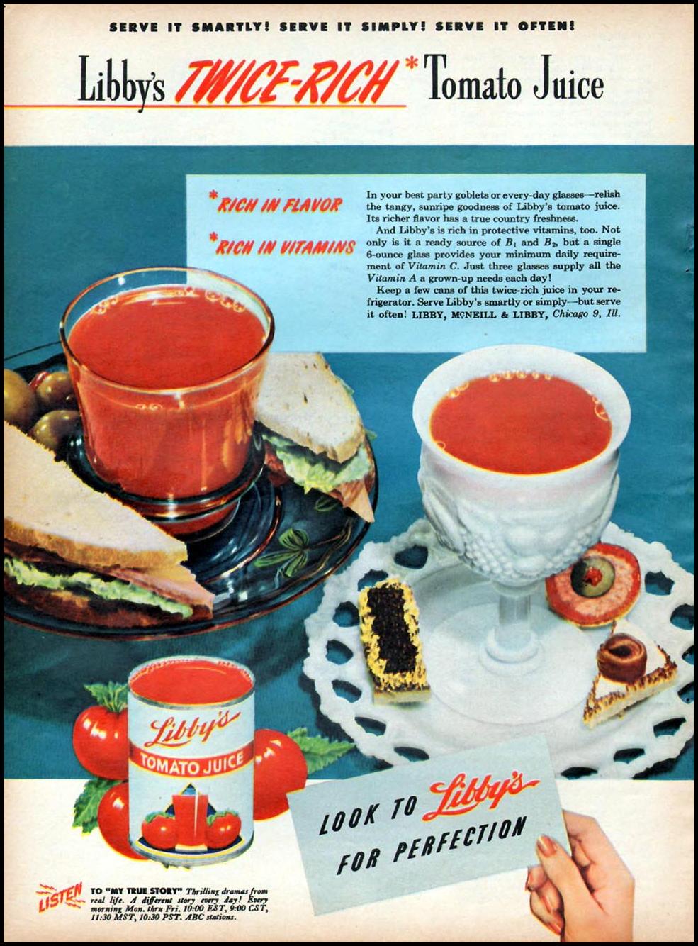 LIBBY'S TOMATO JUICE
WOMAN'S DAY
01/01/1947
p. 20