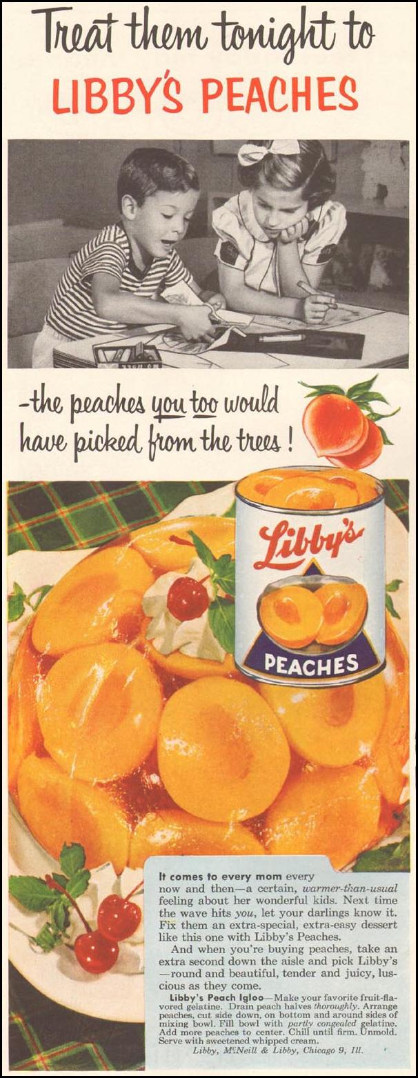 LIBBY'S CANNED CLING PEACHES
LADIES' HOME JOURNAL
03/01/1954
p. 102