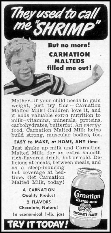 CARNATION MALTED MILK
WOMAN'S DAY
06/01/1949
p. 108