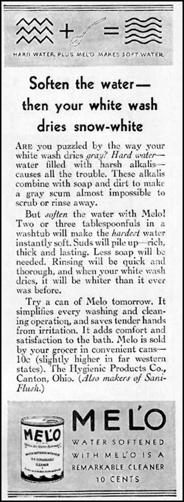 MELO WATER SOFTENER
BETTER HOMES AND GARDENS
10/01/1930
p. 68