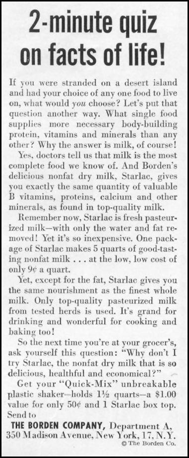 STARLAC NON-FAT DRY MILK
LIFE
10/13/1952
p. 156