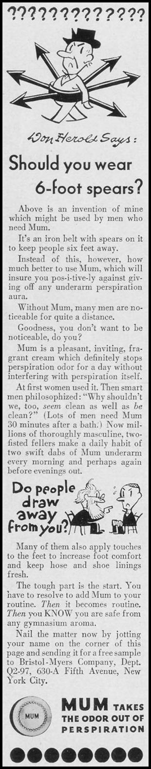 MUM DEODORANT
LIFE
09/27/1937
p. 118