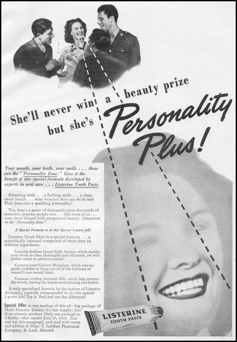 LISTERINE TOOTHPASTE
WOMAN'S DAY
05/01/1943
p. 51