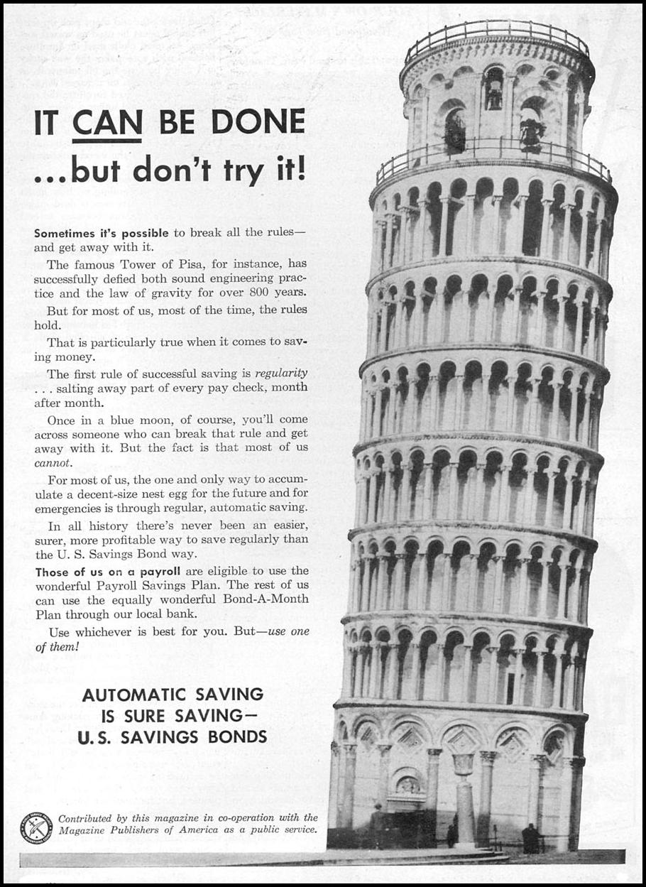 UNITED STATES SAVINGS BONDS
WOMAN'S DAY
08/01/1949
p. 95