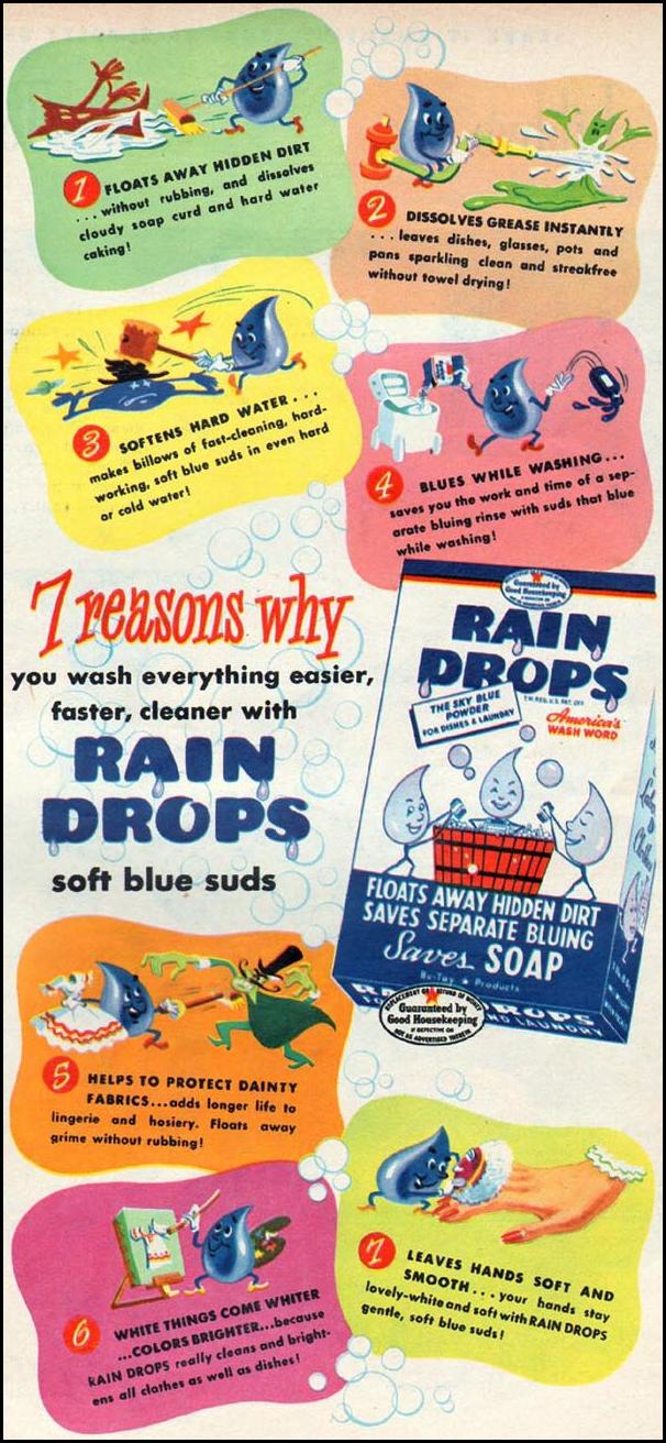 RAIN DROPS LAUNDRY SOAP
WOMAN'S DAY
01/01/1947
p. 19