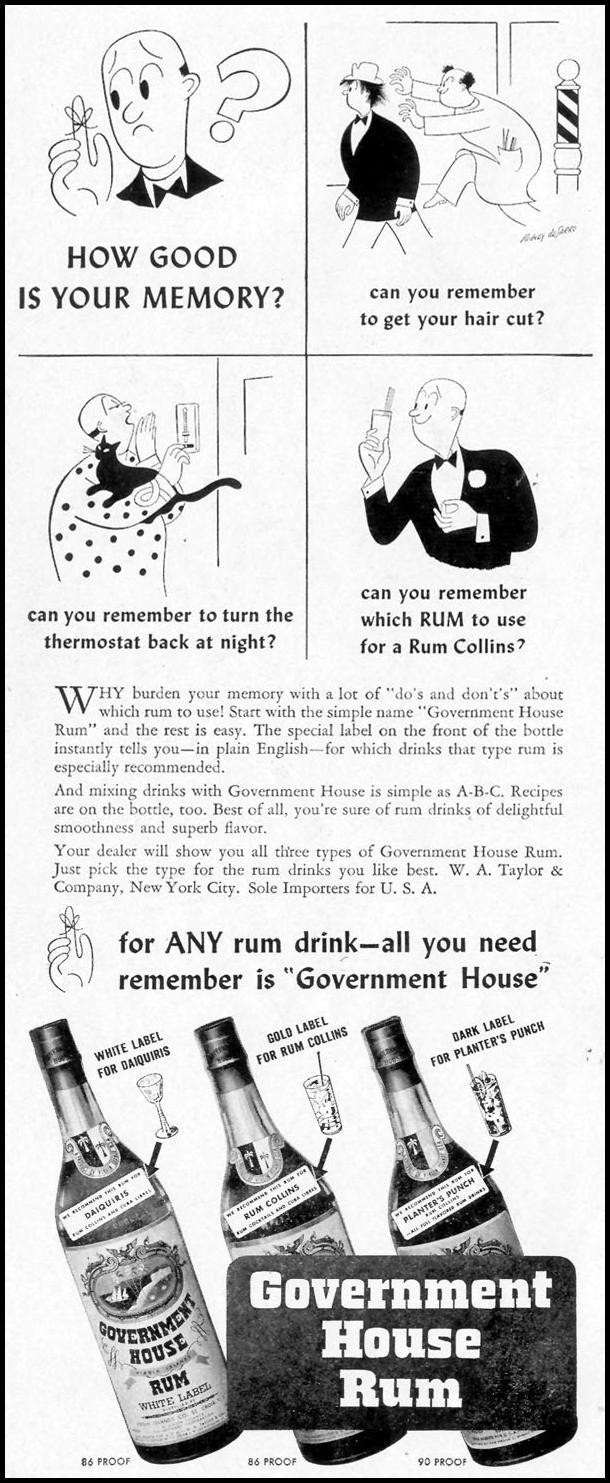 GOVERNMENT HOUSE RUM
LIFE
11/08/1943
p. 90