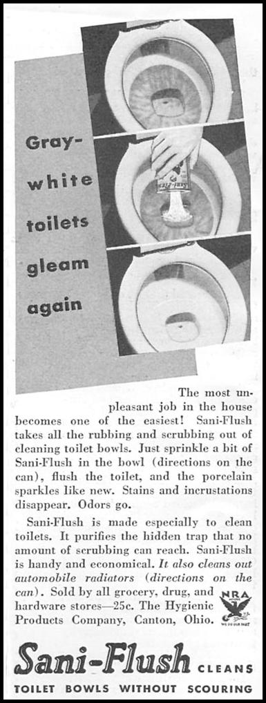 SANI-FLUSH TOILET BOWL CLEANER
GOOD HOUSEKEEPING
06/01/1935
p. 214