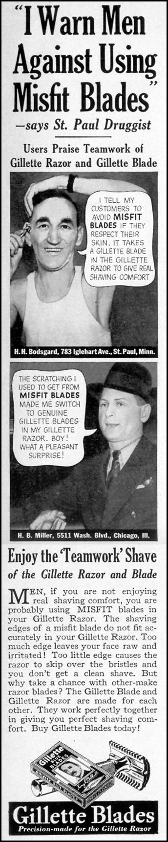 GILLETTE RAZORS AND BLADES
LIFE
08/09/1937
p. 5