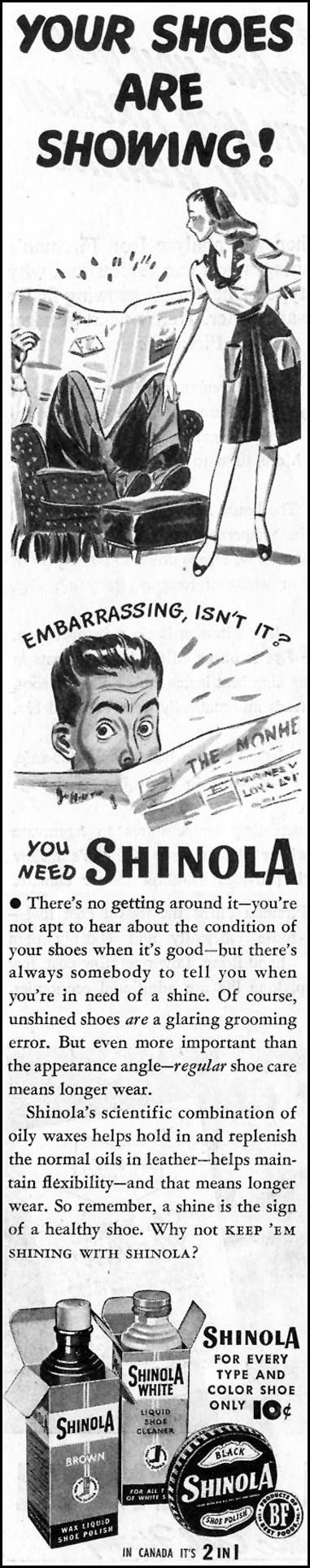 SHINOLA SHOE POLISH
SATURDAY EVENING POST
10/06/1945
p. 72