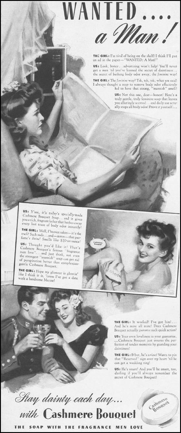CASHMERE BOUQUET SOAP
LIFE
10/25/1943
p. 2