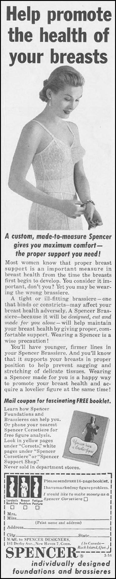 SPENCER FOUNDATIONS AND BRASSIERES
LADIES' HOME JOURNAL
03/01/1954
p. 22