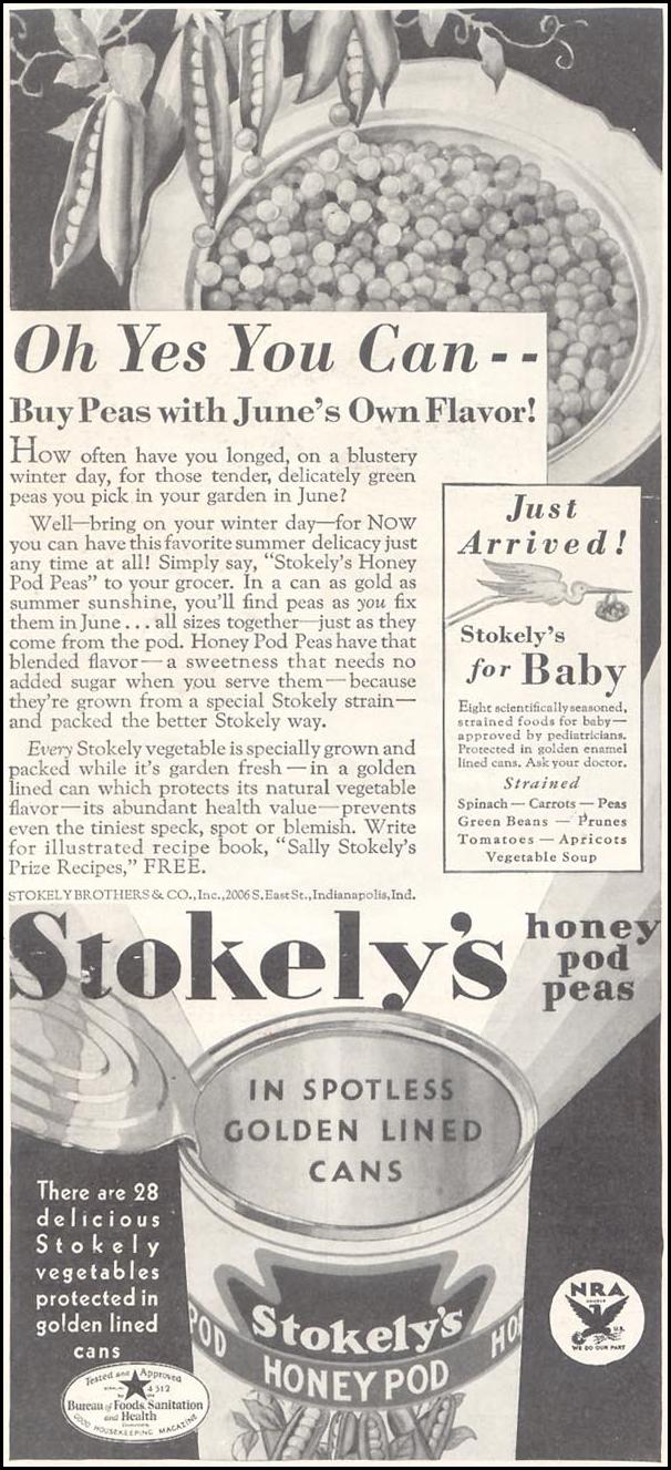 STOKELY CANNED VEGETABLES
GOOD HOUSEKEEPING
11/01/1933
p. 174