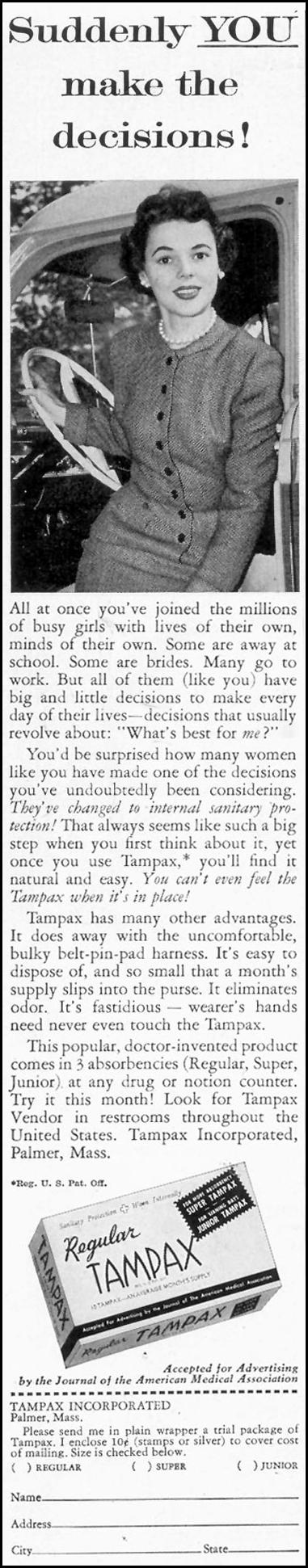 TAMPAX
SATURDAY EVENING POST
02/05/1955
p. 96